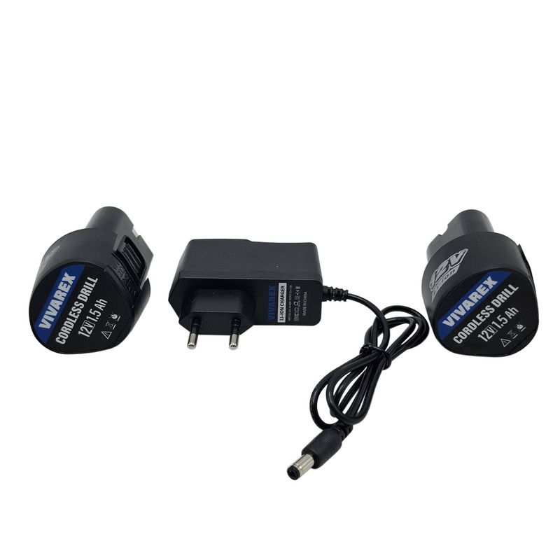 دریل پیچ گوشتی شارژی صنعتی 10 میلی متری 12 ولت ویوارکس مدل VR12V_ 2V کد 02 مجموعه 29 عددی