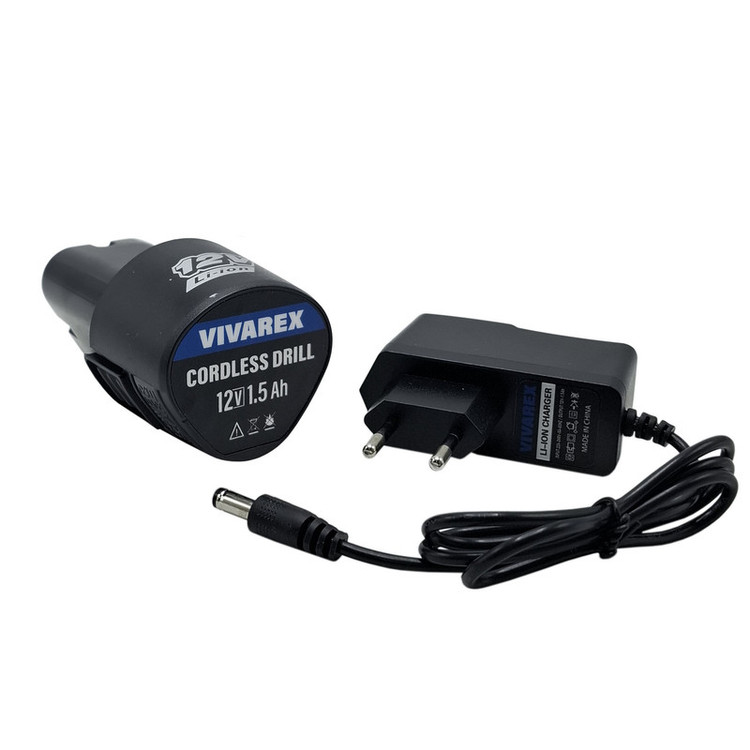 دریل پیچ گوشتی شارژی صنعتی 10 میلی متری 12 ولت ویوارکس مدل VR12V_ 1C کد 01