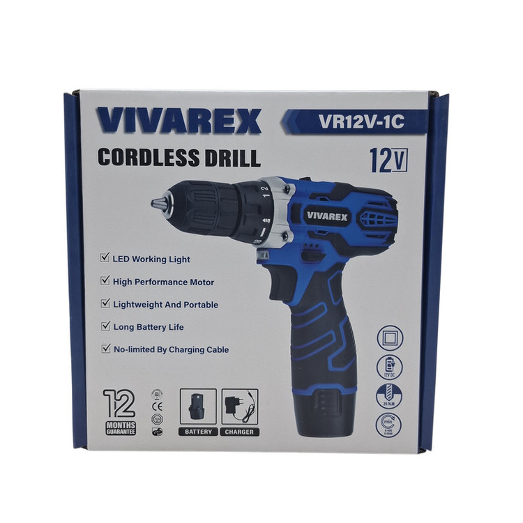 دریل پیچ گوشتی شارژی صنعتی 10 میلی متری 12 ولت ویوارکس مدل VR12V_ 1C کد 01