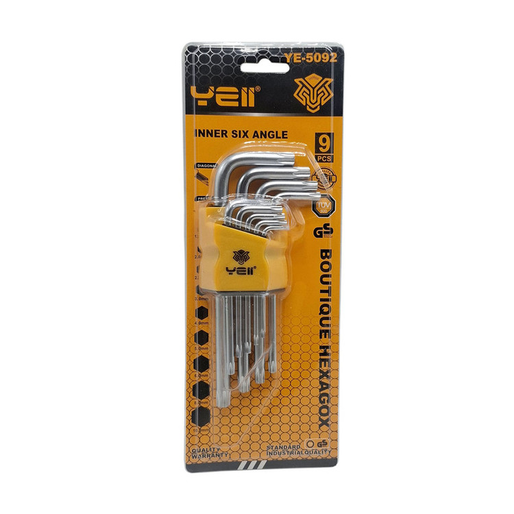 آچار آلن ستاره ای یلو مدل YE _ 5092 مجموعه 9 عددی