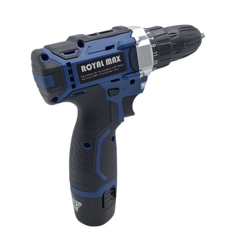 دریل پیچ گوشتی شارژی صنعتی 10 میلی متری 18 ولت رویال مکس مدل 18V کد 02 مجموعه 29 عددی