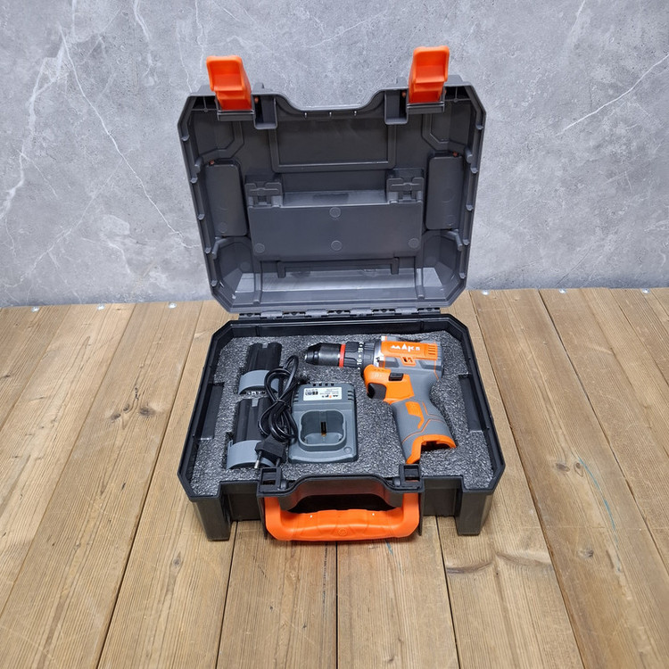 دریل چکشی شارژی براشلس سه نظام 10 میلی متری 16/8 ولت مکث اچ ام تی مدل 16.8V Li_ionمجوعه 5 عددی