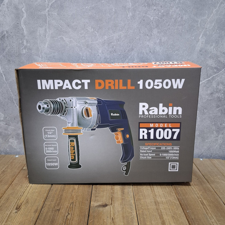 دریل چکشی گیربکسی سه نظام 13 میلی متری 1050 وات صنعتی رابین مدل 1050W کد R1007