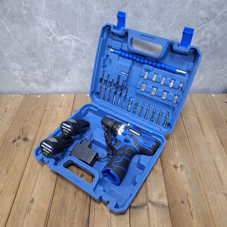 دریل پیچ گوشتی شارژی صنعتی 10 میلی متری 12 ولت ویوارکس مدل 12V کد 02 مجموعه 29 عددی