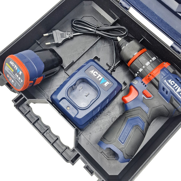 دریل چکشی شارژی براشلس 10میلی متری 16.8 ولت تک باتری اکتیو مدل AC_7816CH