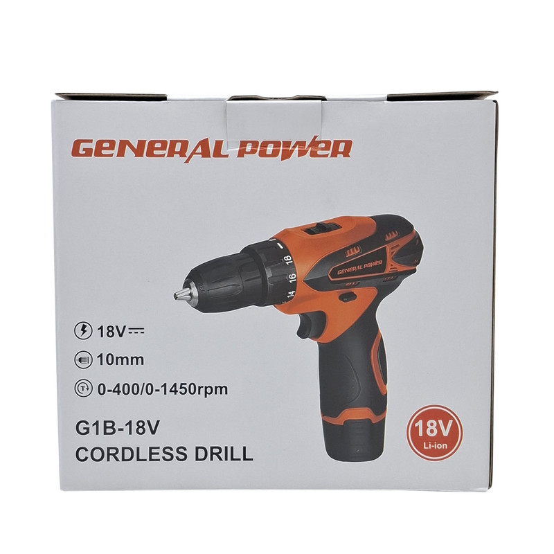 دریل پیچ گوشتی شارژی صنعتی 10 میلی متری 18 ولت جنرال پاور مدل G1B_18V