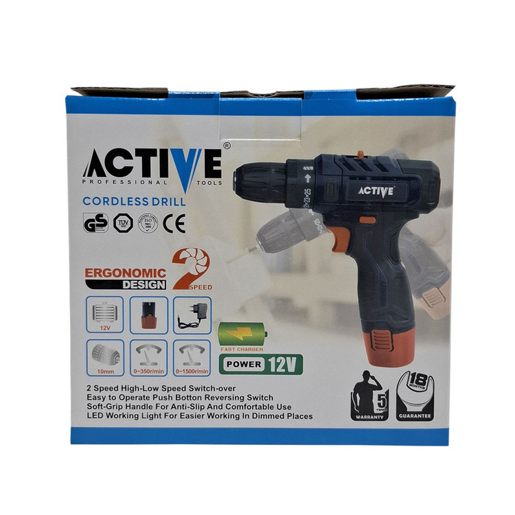 دریل پیچ گوشتی شارژی 10 میلی متری 12 ولت تک باتری اکتیو تولز مدل AC-3232