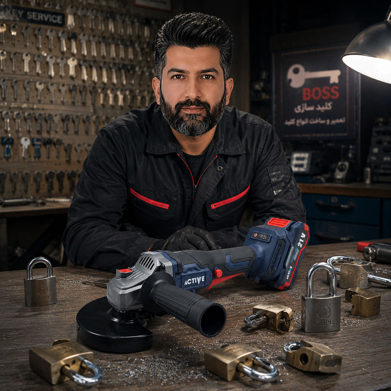 مینی فرز شارژی براشلس 115 میلی متر 21 ولت تک باتری اکتیو مدل AC_7828CH