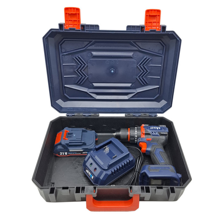 دریل چکشی شارژی صنعتی براشلس 10میلی متری 21 ولت تک باتری اکتیو مدل AC_7821CH