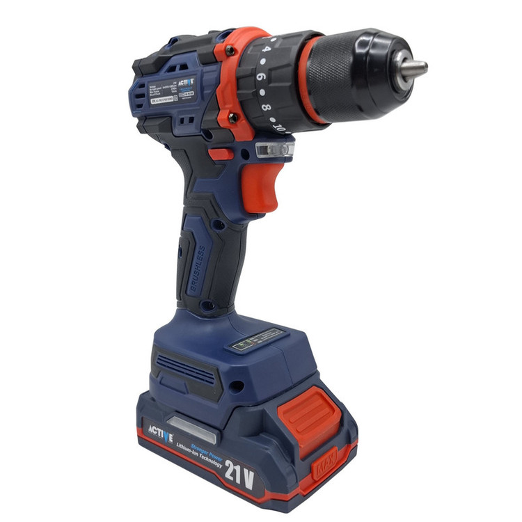 دریل چکشی شارژی صنعتی براشلس 10میلی متری 21 ولت تک باتری اکتیو مدل AC_7821CH