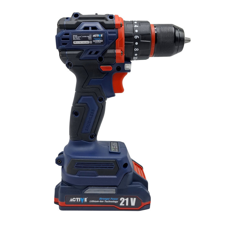 دریل چکشی شارژی صنعتی براشلس 10میلی متری 21 ولت تک باتری اکتیو مدل AC_7821CH