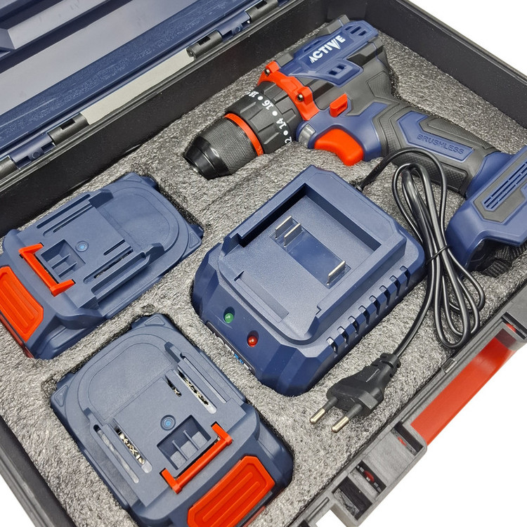 دریل چکشی شارژی براشلس 10میلی متری 21 ولت دو باتری اکتیو مدل AC_7821CH