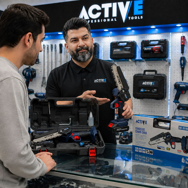 اره زنجیری 21 ولت دو باتری اکتیو تولز مدل AC_33150L کد 38
