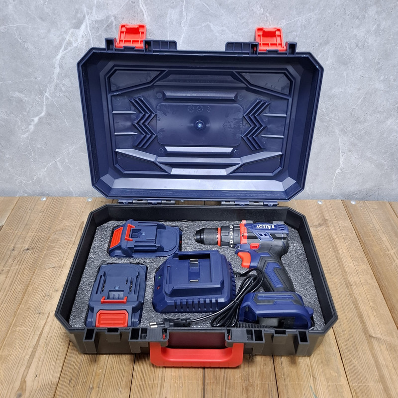 دریل چکشی شارژی براشلس 10میلی متری 21 ولت دو باتری اکتیو تولز مدل 21V/7821