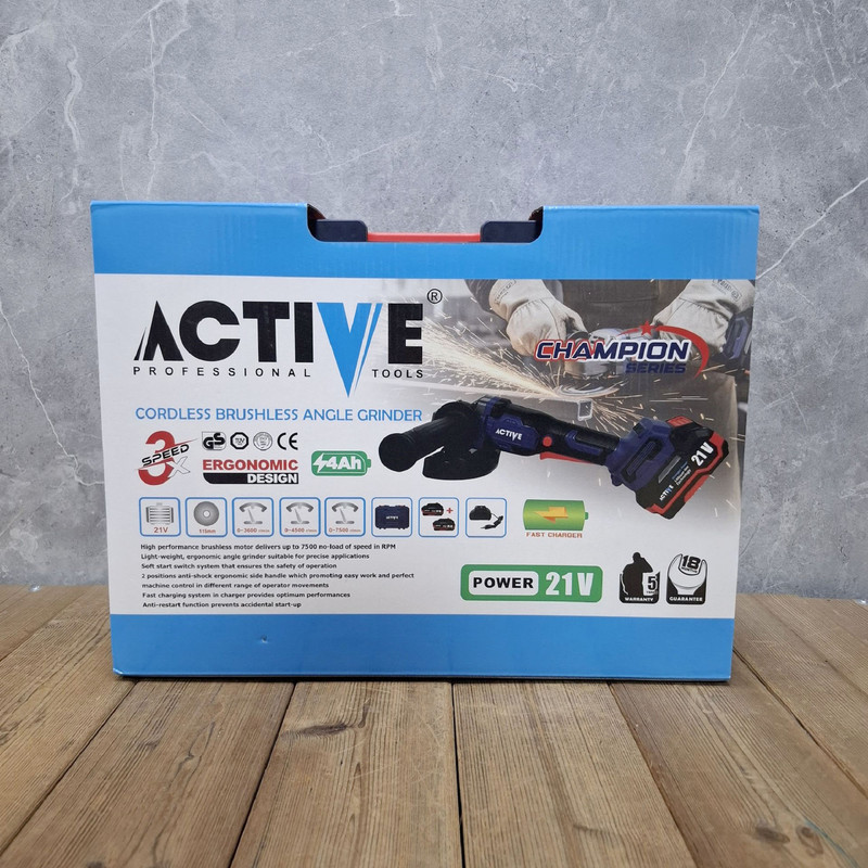 مینی فرز شارژی براشلس 115 میلی متری 21 ولت دوباتری اکتیو مدل 21V/ 7828