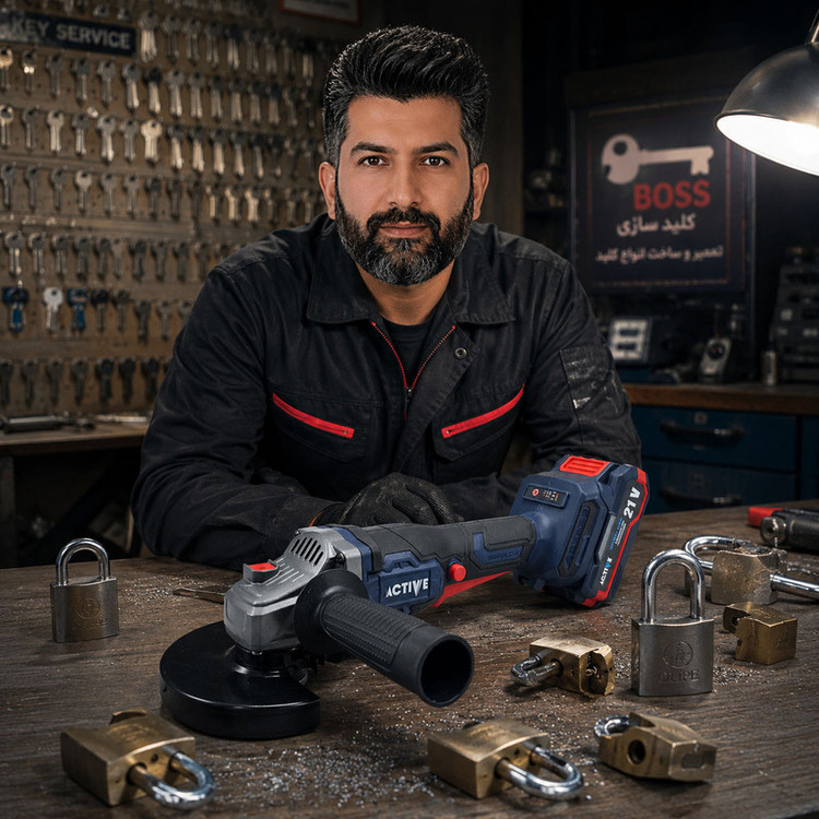 مینی فرز شارژی براشلس 115 میلی متری 21 ولت دوباتری اکتیو مدل 21V/ 7828