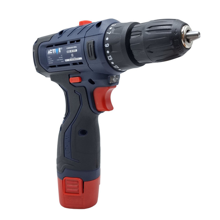 دریل پیچ گوشتی شارژی 10 میلی متری 12 ولت تک باتری اکتیو مدل 12V کد 3232