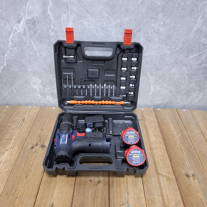 دریل چکشی شارژی 10 میلی متری 12 ولت دو باتری اکتیو مدل 12V /3112 کد 32
