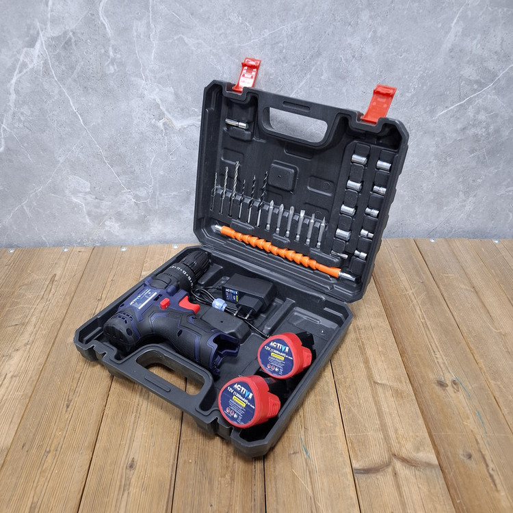 دریل چکشی شارژی 10 میلی متری 12 ولت دو باتری اکتیو مدل 12V /3112 کد 32