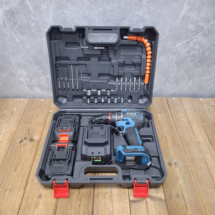 دریل چکشی شارژی صنعتی 10 میلیمتری 21 ولت دو باتری راویکس مدل 21VF/Li_ion کد 2