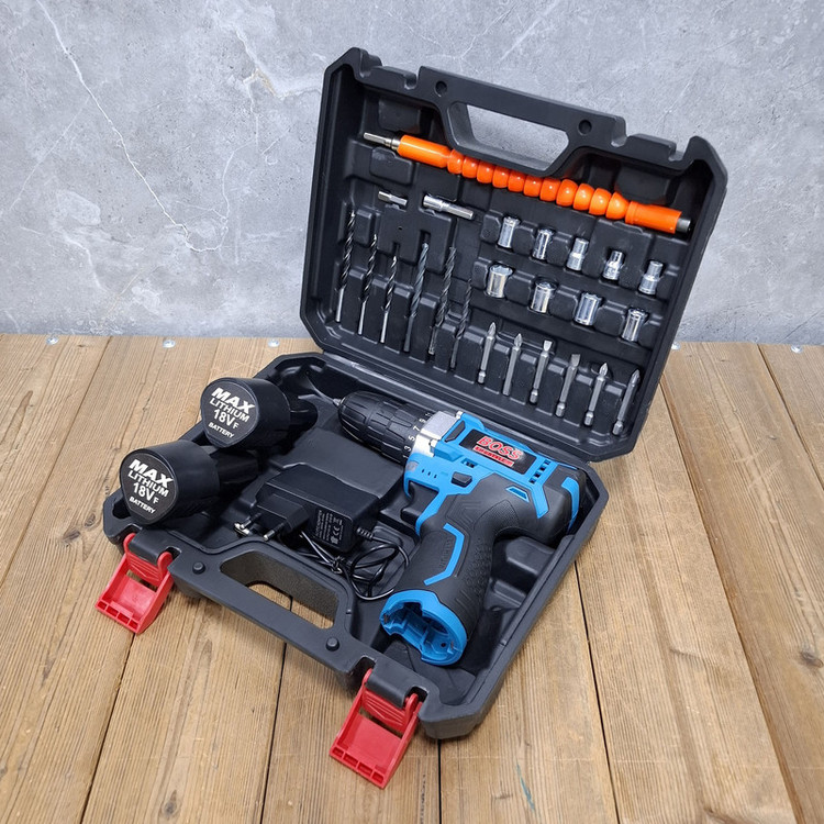 دریل پیچ گوشتی شارژی 10 میلی متری 18 ولت دو باتری باس مدل 18VF/LITHIUM کد 30 مجموعه 29 عددی